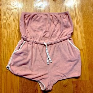 Gap pink strapless towel romper